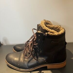 Steve Madden Chara Trooper Black Leather Chukka Boots Lace Up Ankle Mens Size 9